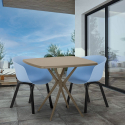 Set van 2 stoelen design beige en vierkante tafel 70x70cm modern Navan Keuze