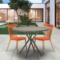 Design ronde tafel set beige 80cm 2 stoelen Eskil Afmetingen