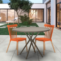 Set met ronde beige tafel 80 cm en 2 design stoelen Eskil Afmetingen