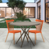 Set met ronde beige tafel 80 cm en 2 design stoelen Eskil Afmetingen