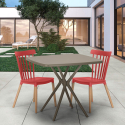 Set van 2 moderne design stoelen en vierkant tafel beige 70x70cm Roslin Keuze