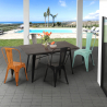 Industriële set met tafel 120x60 cm en 4 stoelen Harvey Verkoop