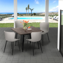 Industriële set met vierkante tafel 80x80 cm en 4 stoelen Anvil Dark Voorraad