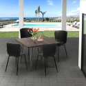 Industriële set met vierkante tafel 80x80 cm en 4 stoelen Anvil Voorraad