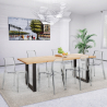 Industriële set met eettafel 200x80 cm en 6 transparante designstoelen Lewis Verkoop