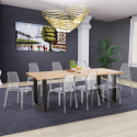 Industriële set met eettafel 220x80 cm en 8 transparante designstoelen Virgil Keuze