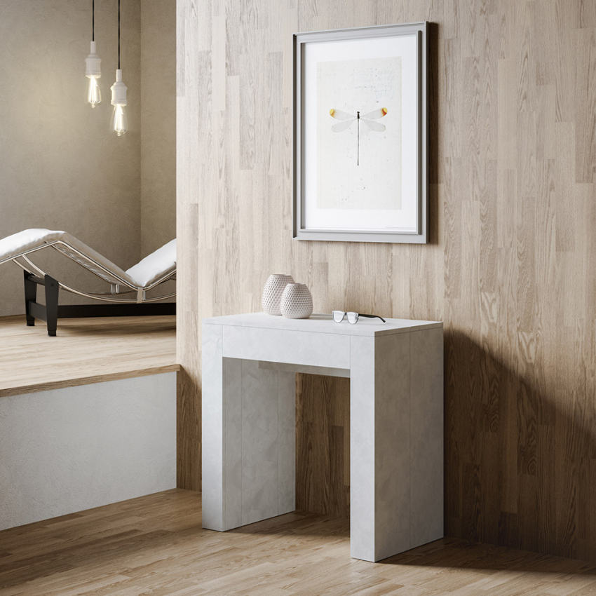 Uitschuifbare console 78x47-299cm wit houten eetkamertafel Allin Aanbieding
