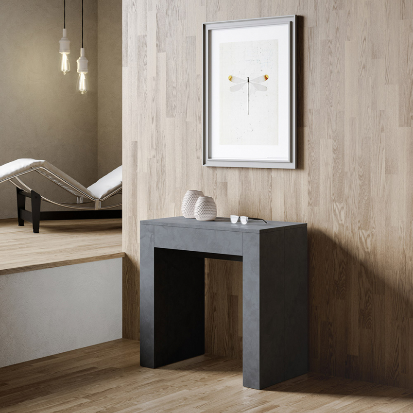 Uitschuifbare eettafel console 78x47-299cm antraciet Allin Report Aanbieding Uitschuifbare eettafel console 78x47-299cm antraciet Allin Report Aanbieding