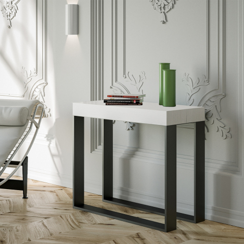 Uitschuifbare moderne witte design consoletafel 90x40-300cm eettafel Elettra