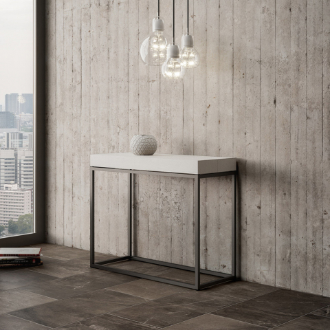 Uitschuifbare consoletafel 90x40-300cm modern wit design Nordica