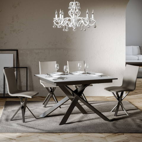 Uitschuifbare eettafel 90x120-180cm modern wit design Ganty