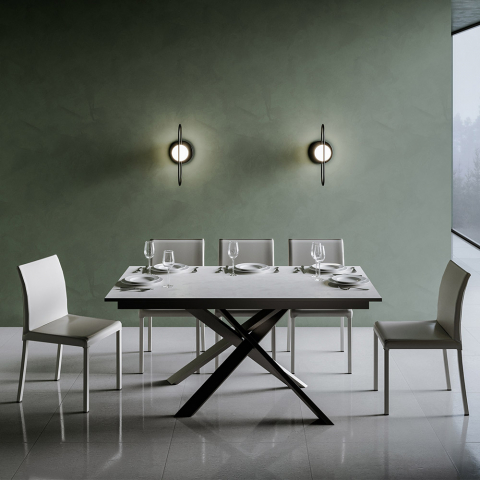 Uitschuifbare witte tafel 90x160-220cm keuken eetkamer Ganty Long White