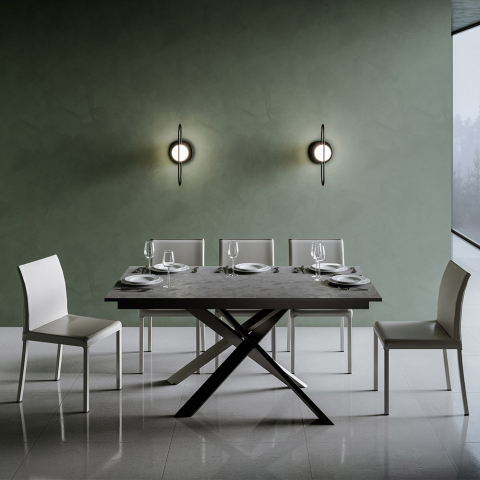 Moderne uitschuifbare eettafel 90x160-2200cm antraciet Ganty Long Report