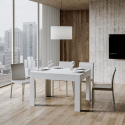 Uitschuifbare eetkamertafel 90x120-180cm wit hout design Bibi Aanbieding