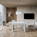 Uitschuifbare eetkamertafel 90x120-180cm wit hout design Bibi Korting