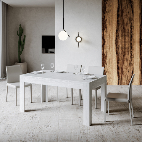 Uitschuifbare eettafel 90x160-220cm wit modern design Bibi Long