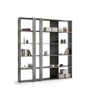 Moderne design grijze muur boekenkast 6 planken thuiskantoor Kato C Concrete Aanbod