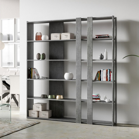 Moderne design grijze muur boekenkast 6 planken thuiskantoor Kato C Concrete Aanbieding