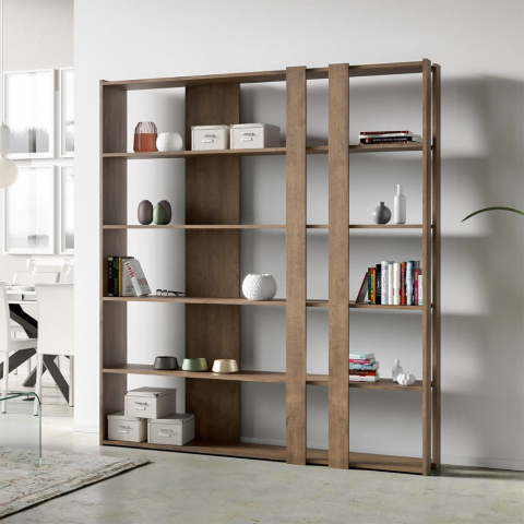 Moderne houten design boekenkast 6 planken thuiskantoor Kato C Wood Aanbieding