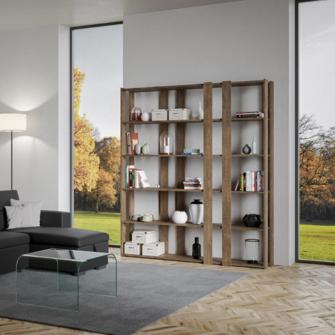 Wand boekenkast woonkamer kantoor 6 planken hout design Kato E Wood Aanbieding