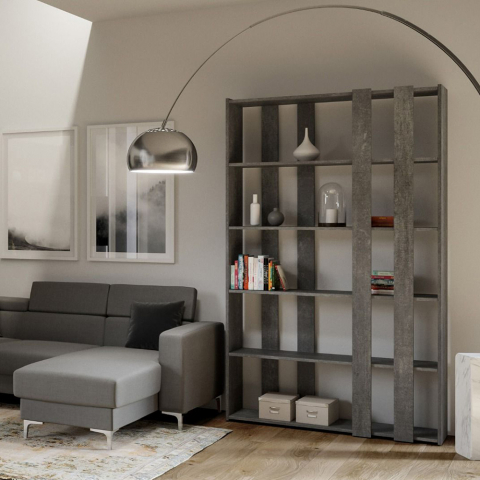 Modern design grijze wand boekenkast woonkamer Kato A Small Concrete Aanbieding