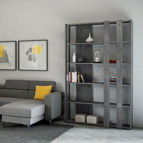 Moderne grijze wandgemonteerde boekenkast in de woonkamer Kato B Small Concrete