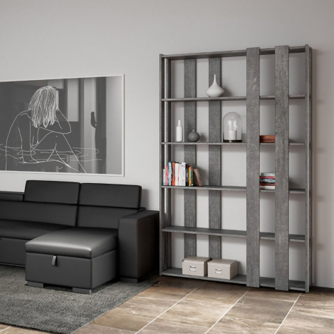 Modern design grijze  boekenkast met 6 planken Kato E Small Concrete