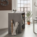 Lage en brede boekenkast met 3 houten compartimenten voor kantoor en studie Cement Catalogus