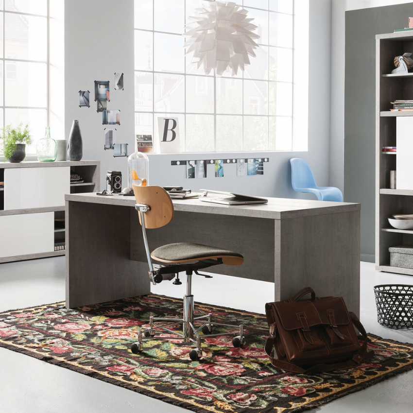 Bureau in grijs betonlook 180x69cm Pratico Aanbieding