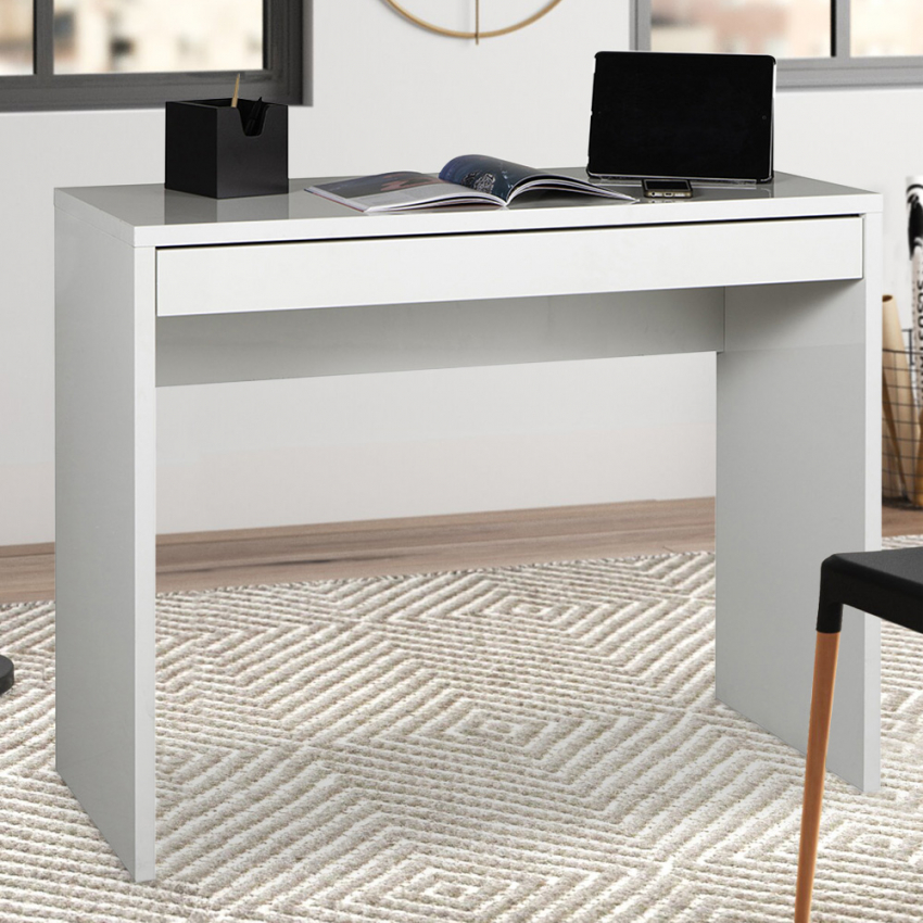 Rechthoekig wit design bureau 100x40 cm met lade Sidus Aanbieding Rechthoekig wit design bureau 100x40 cm met lade Sidus Aanbieding