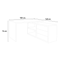 Design bureau met zij-uitbreiding en laden in cementeffect en wit 140x150cm Schema Karakteristieken