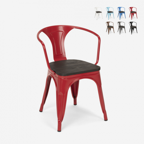 20 stoelen metaal hout industriële stijl Tolix bar keuken Steel Wood Arm