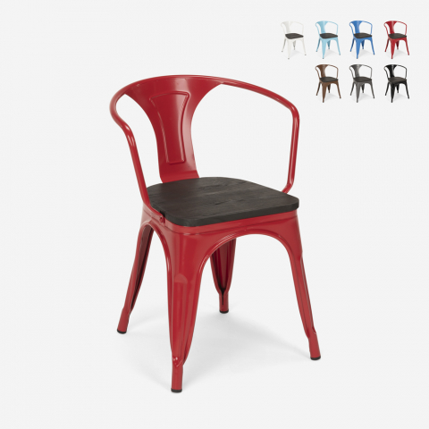 Set van 20 industriële stoelen Steel Wood Arm Aanbieding