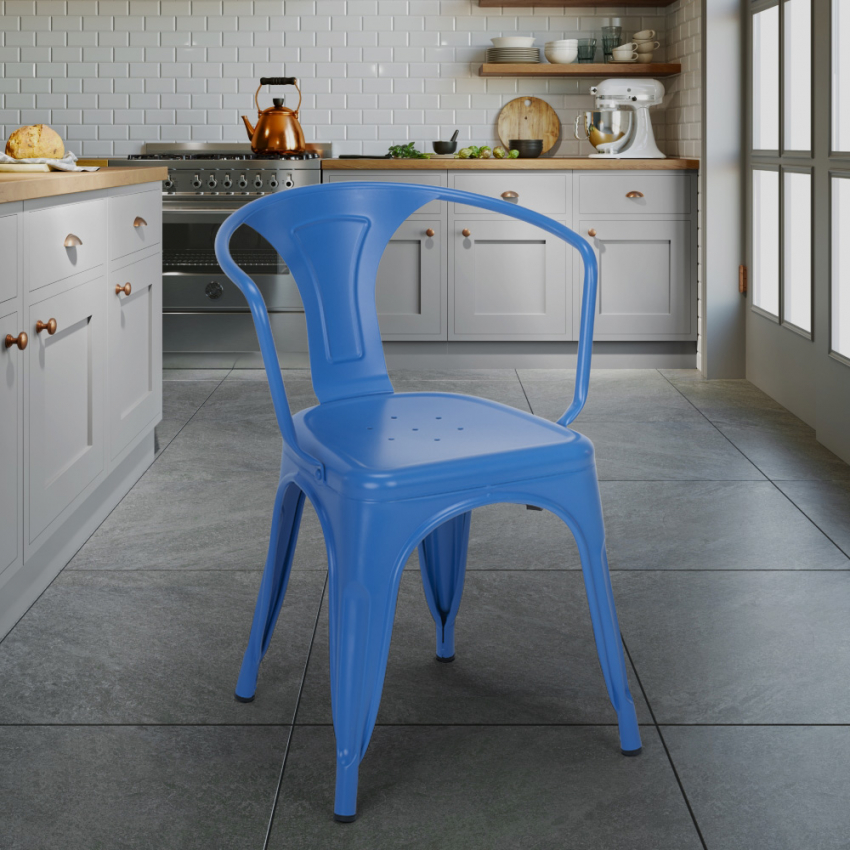 Tolix industriële stoel met stalen keukenarm