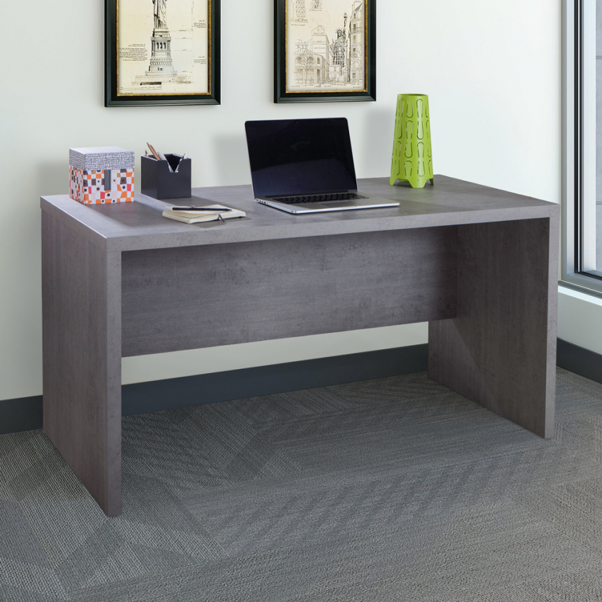 Klein houten bureau in grijze kleur met betoneffect Pratico Aanbieding Klein houten bureau in grijze kleur met betoneffect Pratico Aanbieding