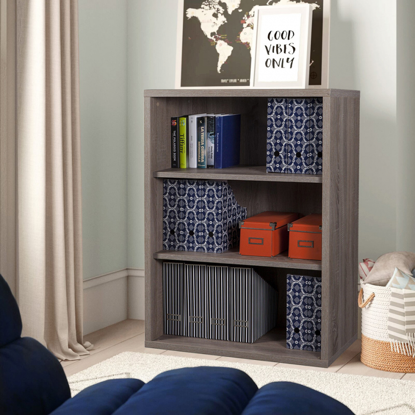 Lage houten boekenkast met 3 in hoogte verstelbare vakken Durmast Aanbieding Lage houten boekenkast met 3 in hoogte verstelbare vakken Durmast Aanbieding