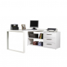 Glanzend wit hoekbureau met 3 laden 170x140cm Glassy Aanbod