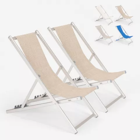 2 Verstelbare opvouwbare aluminium strandstoelen Riccione Gold