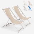Set van 2 verstelbare opvouwbare aluminium strandstoelen Riccione Gold Aanbieding