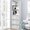 Hoge boekenkast met 6 laden in wit gelakt hout voor kantoren en woonkamers Parallelepiped Aanbieding