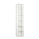 Hoge en smalle houten boekenkast in witte kleur 6 compartimenten Tower Aanbod