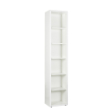 Hoge en smalle houten boekenkast in witte kleur met 6 compartimenten Tower Aanbod