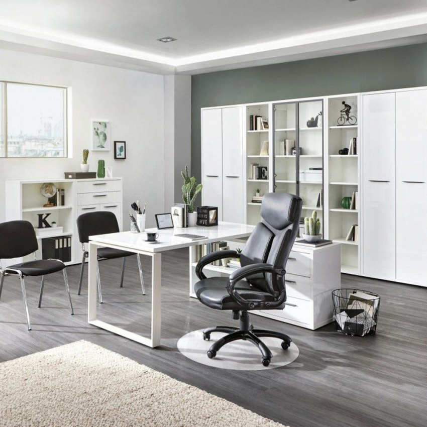 Glanzend wit hoekbureau met 3 laden 170x140cm Glassy Aanbieding Glanzend wit hoekbureau met 3 laden 170x140cm Glassy Aanbieding