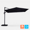 Zwarte zweefparasol 3x3 m met LED-verlichting op zonne-energie Waikiki Light Dark Korting