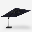 Zwarte zweefparasol 3x3 m met LED-verlichting op zonne-energie Waikiki Light Dark Voorraad