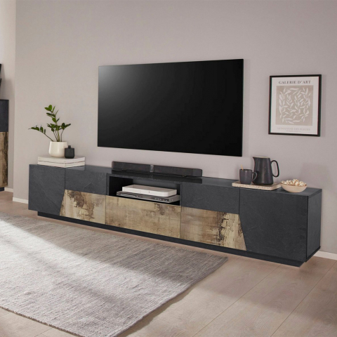 Woonkamer TV meubel 220x43cm wandmeubel in modern design Fergus Report Aanbieding