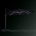 Zwarte zweefparasol 3x3 m met LED-verlichting op zonne-energie Waikiki Light Dark Kortingen