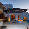 Zwarte zweefparasol 3x3 m met LED-verlichting op zonne-energie Waikiki Light Dark Verkoop