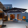Zwarte zweefparasol 3x3 m met LED-verlichting op zonne-energie Waikiki Light Dark Verkoop