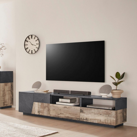 Woonkamer muur TV-meubel 200x43cm modern design Hatt Report Aanbieding